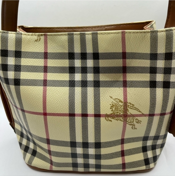 Burberrys Coated Canvas Nova check tote small handbag Purse 7"H 9"W vintage - Picture 15 of 15